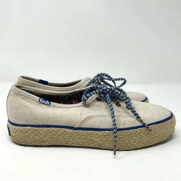 Keds Triple Liberty Espadrille Platform  Shoes Sneakers Cream Canvas Sz 6.5 - Picture 6 of 9